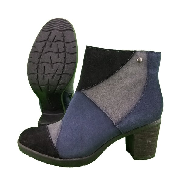 ✅Earth MALTA Black Multi Suede Ankle Booties Heel Side-Zip Womens 9.5B Shoe - Picture 5 of 11